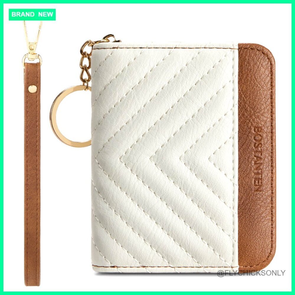RFID Blocking Vegan Leather Card Holder with Wristlet and Keychain